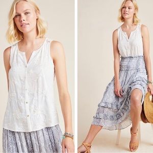 Anthropologie Tiny Amarissa Embroidered White Lace Blouse - Size L